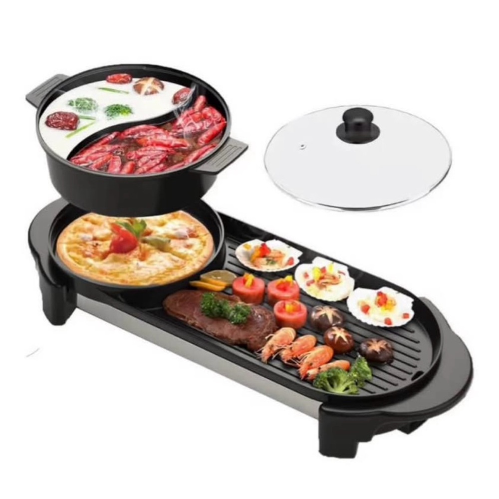 Electric Hot Pot and Grill Combo - Black- New, Never Used